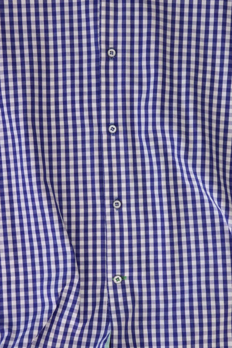 Pierre Cardin Karohemd für Herren Gr. L kariert Kurzarm blau aus Baumwolle