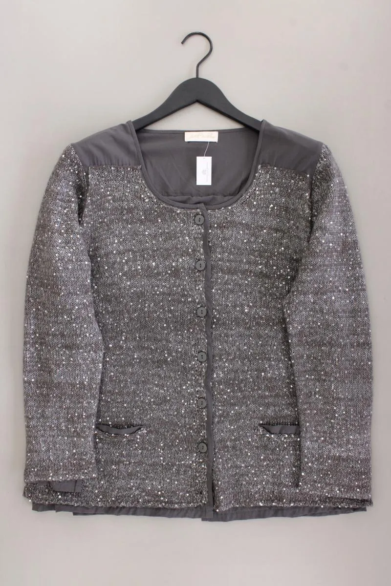 Judith Williams Strickjacke Gr. 46 Langarm mit Pailletten grau aus Polyester