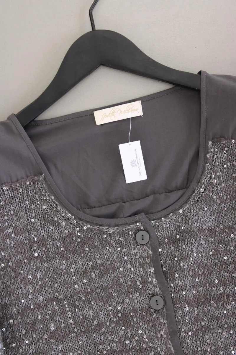 Judith Williams Strickjacke Gr. 46 Langarm mit Pailletten grau aus Polyester