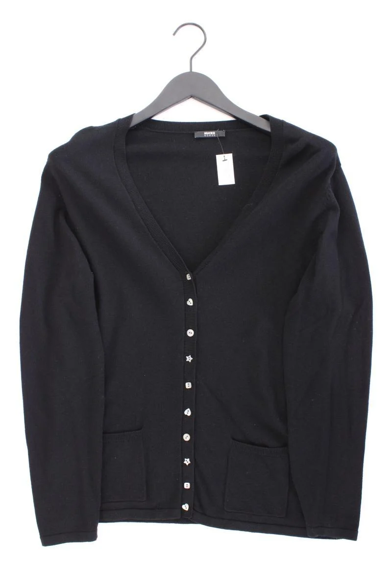 Hucke Strickjacke Gr. 40 Langarm schwarz aus Viskose