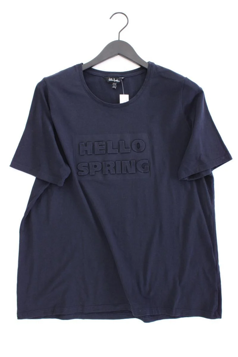 Ulla Popken T-Shirt Gr. 46/48 Kurzarm blau aus Baumwolle