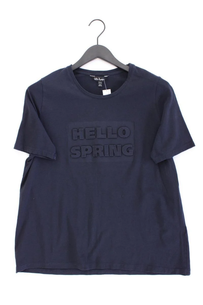 Ulla Popken T-Shirt Gr. 42/44 Kurzarm blau aus Baumwolle