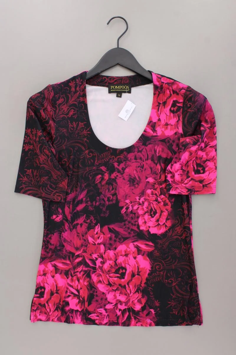 POMPÖÖS by Harald Glööckler Printshirt Gr. 34 mit Blumenmuster Kurzarm pink