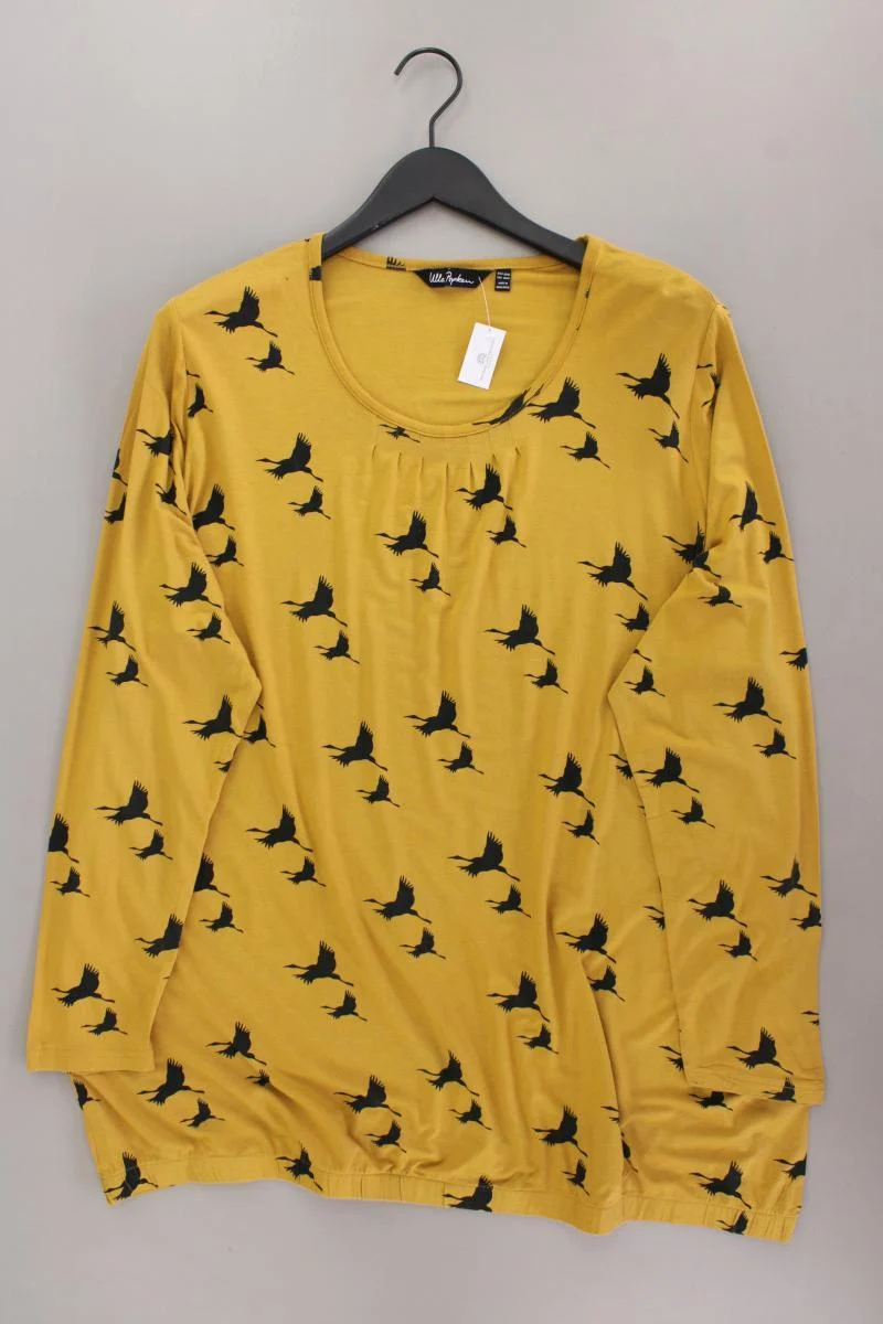 Ulla Popken Shirt mit Vogelmuster Gr. 50/52 Langarm gelb aus Viskose