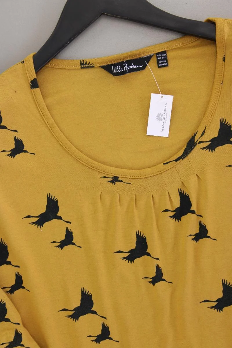 Ulla Popken Shirt mit Vogelmuster Gr. 50/52 Langarm gelb aus Viskose