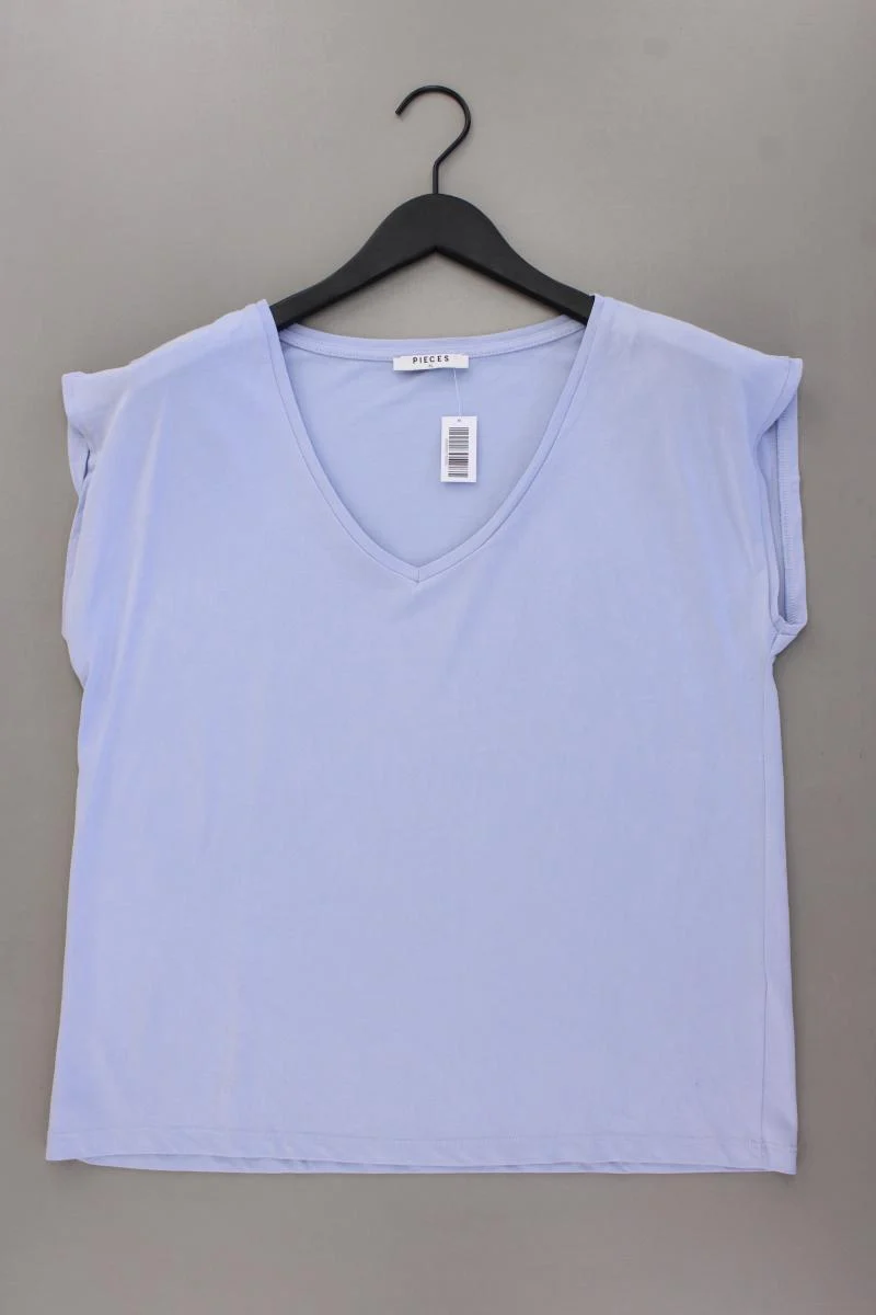 Pieces Shirt mit V-Ausschnitt Gr. XL neuwertig Kurzarm blau