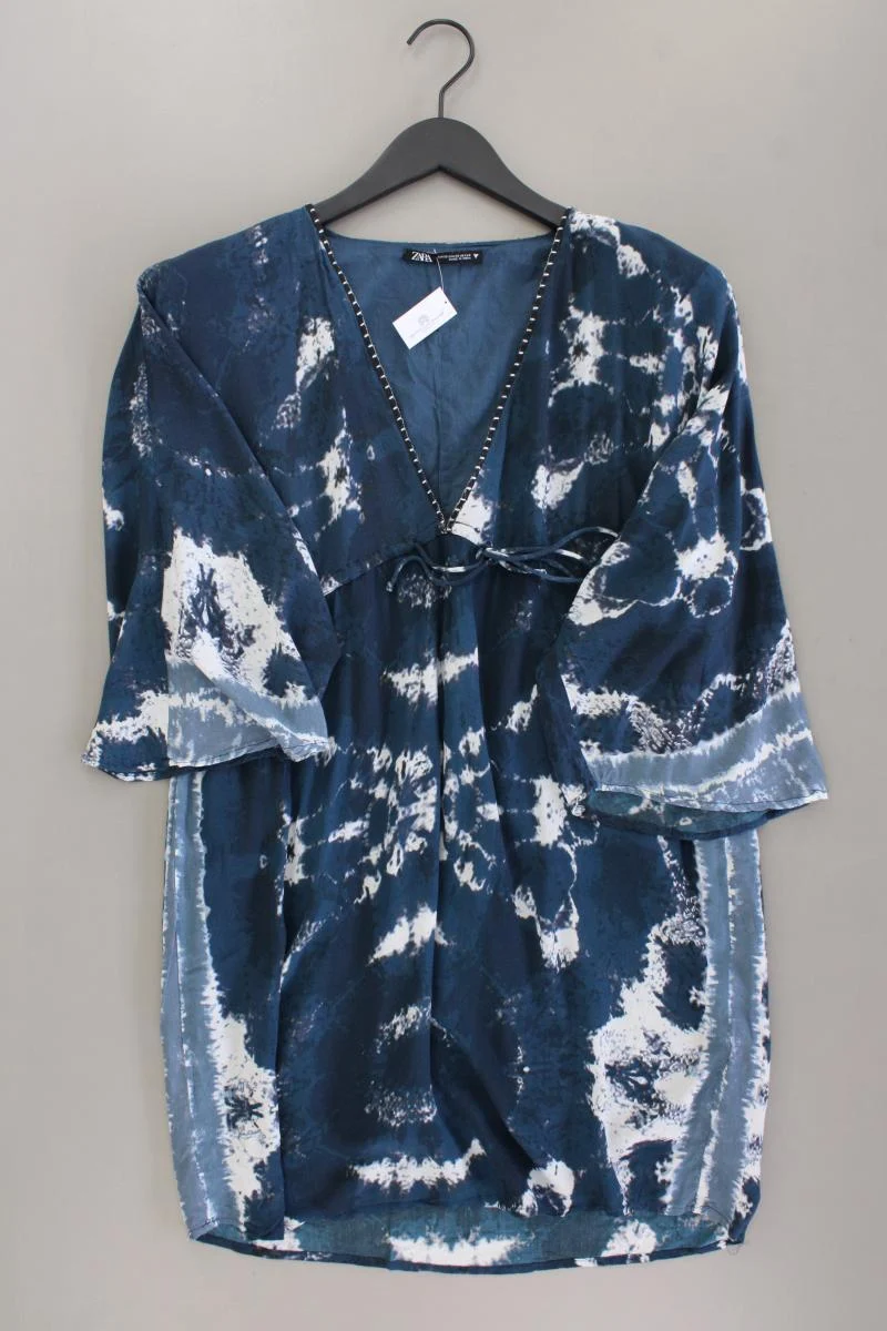 Zara Tunika Kleid Gr. XS mit Batikmuster 3/4 Ärmel blau