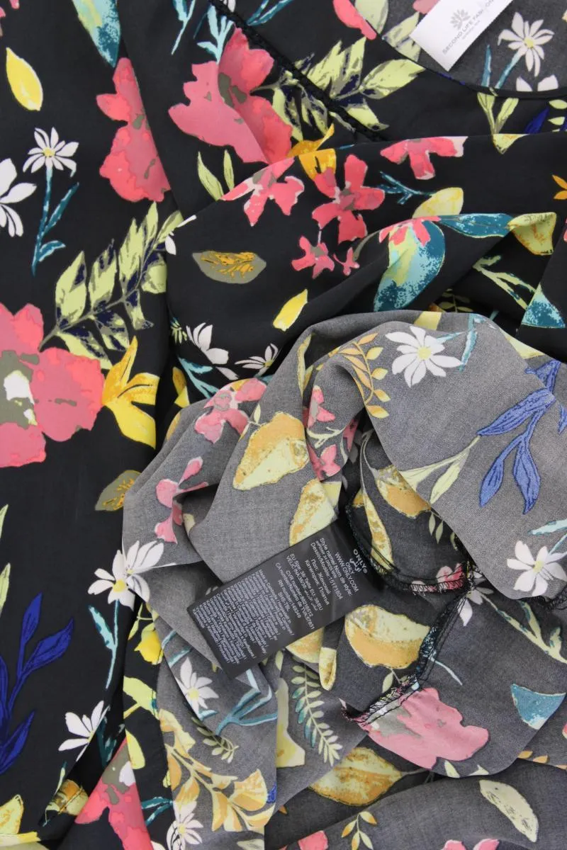 Only Sommerkleid Gr. 38 mit Blumenmuster Langarm mehrfarbig aus Polyester