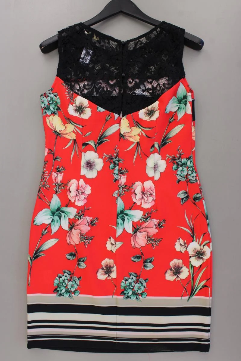 Midikleid Gr. 38 mit Blumenmuster Ärmellos rot