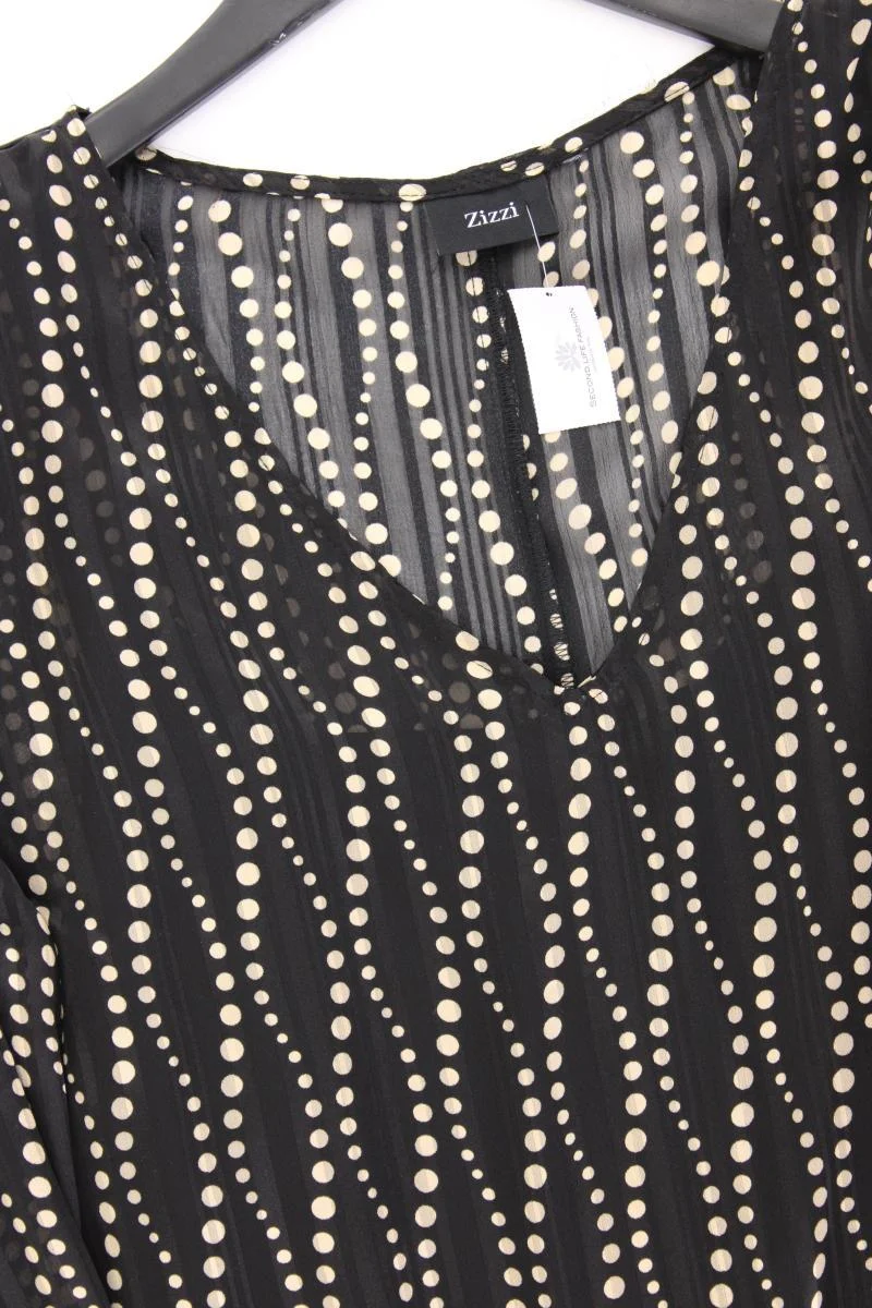Zizzi Langarmkleid Gr. 48 gepunktet schwarz
