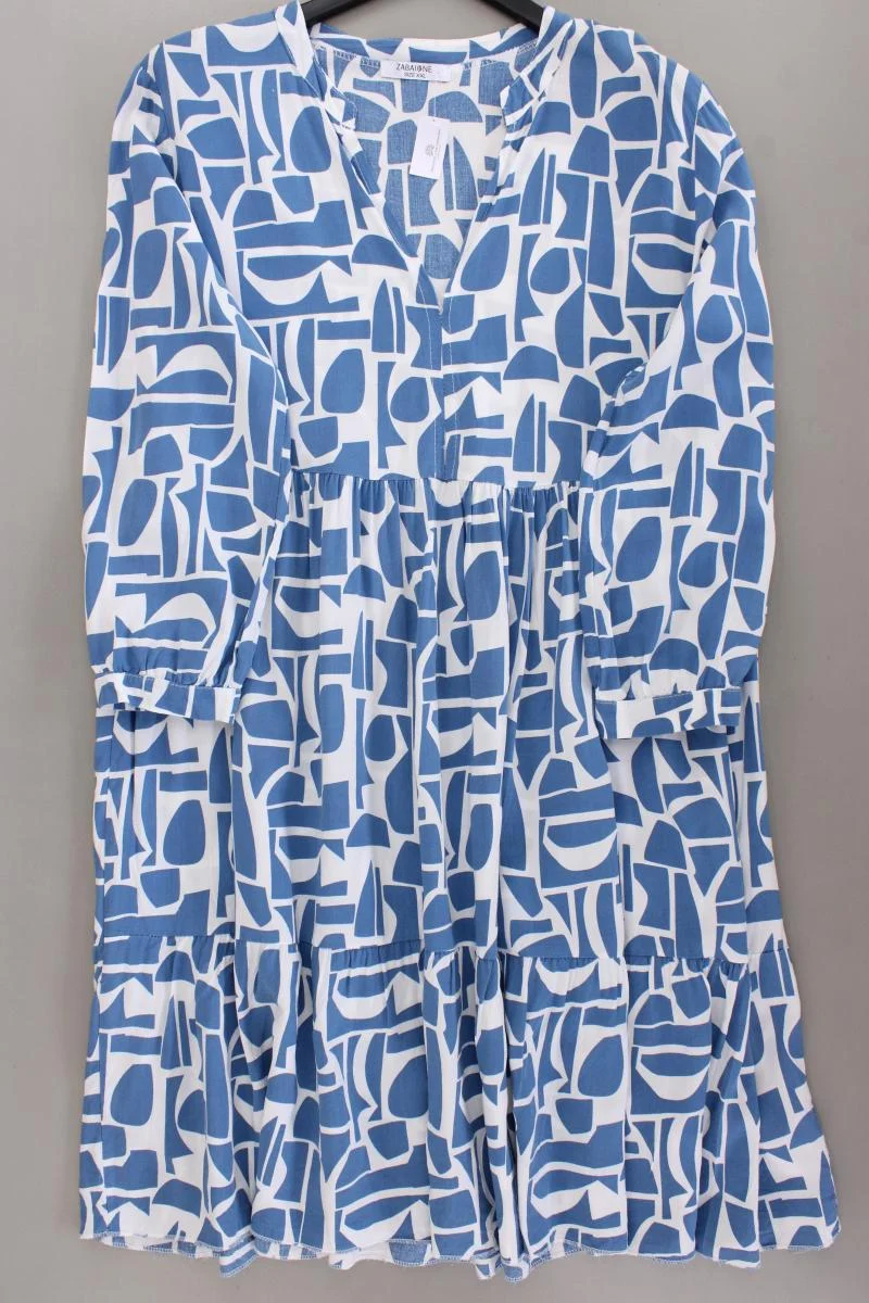 Zabaione Langarmkleid Gr. XXL geometrisches Muster blau