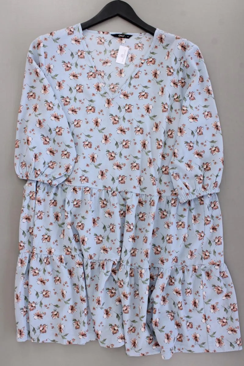 Only Sommerkleid Gr. 40 mit Blumenmuster 3/4 Ärmel blau aus Polyester