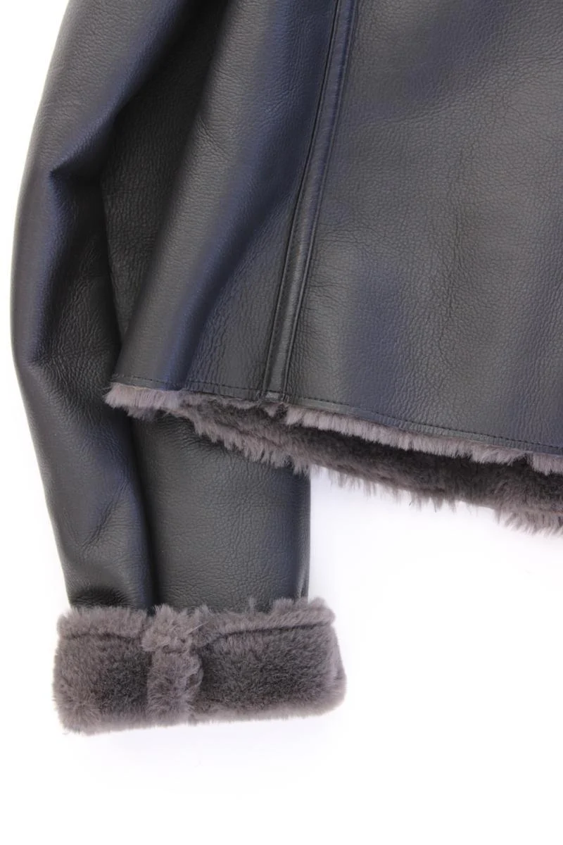 Mango Gefütterte Kunstlederjacke Gr. L neuwertig schwarz aus Polyester