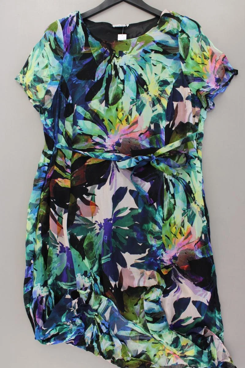 Mona Kurzarmkleid Gr. Kurzgröße 24 mit Blumenmuster mit Gürtel mehrfarbig