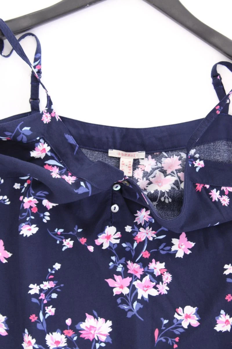 Esprit Spaghetti-Top Gr. 44 mit Blumenmuster neuwertig blau aus Viskose