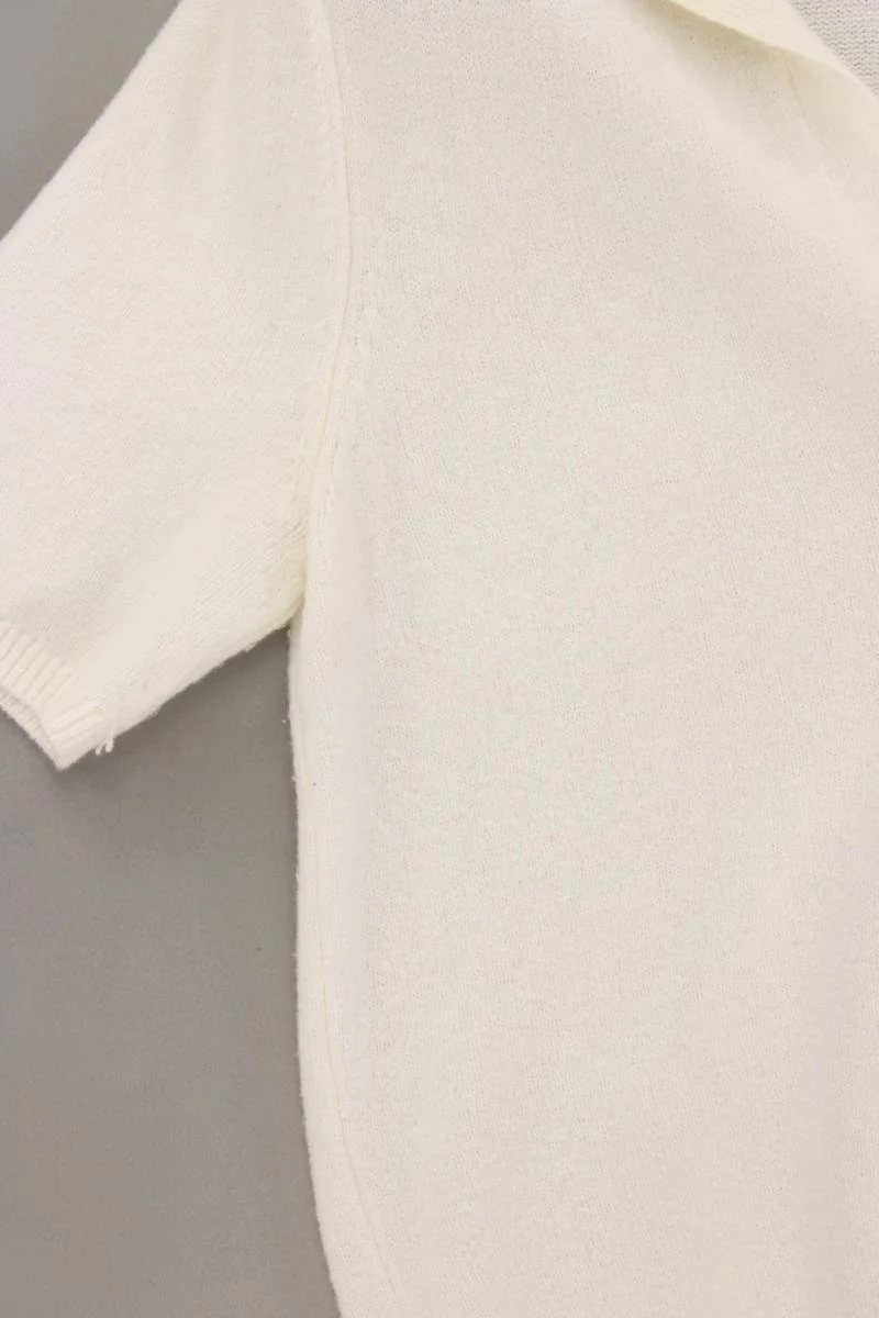 Abercrombie & Fitch Strickshirt mit Wolle Gr. L Kurzarm creme