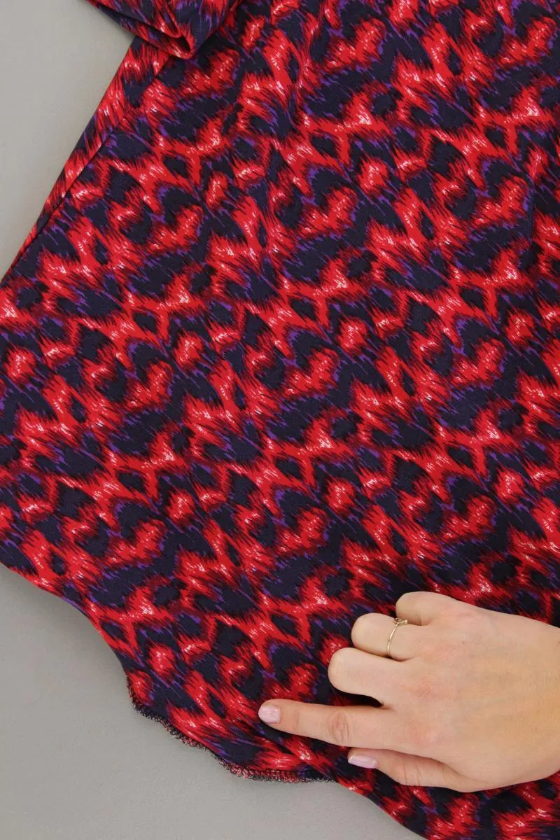 Strenesse Langarmkleid Gr. 38 mit Tierdruck rot aus Baumwolle