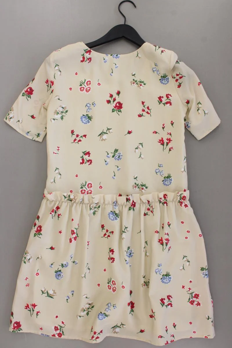 Love Moschino Kurzarmkleid Gr. 36 mit Blumenmuster creme aus Polyester