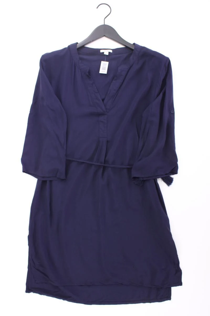Esprit Midikleid Gr. M mit Gürtel 3/4 Ärmel blau aus Viskose