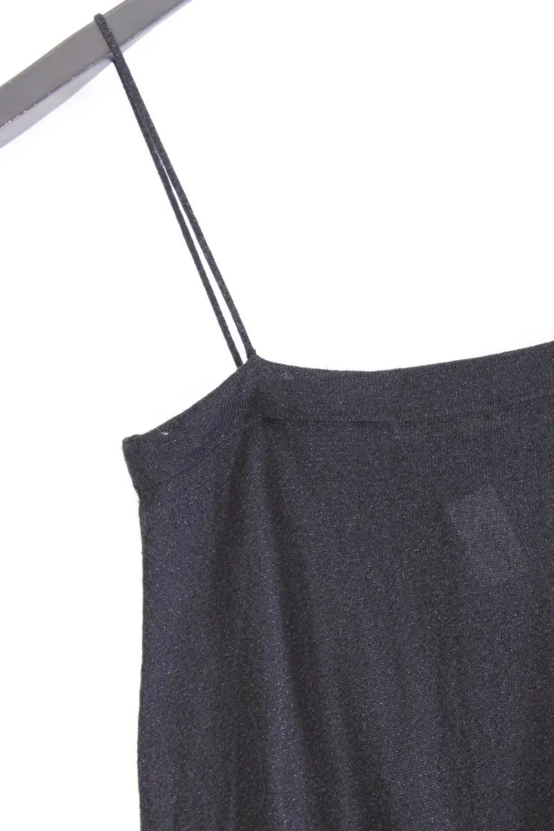 Mango Y2K Trägerkleid mit Glitzer Gr. S schwarz aus Viskose