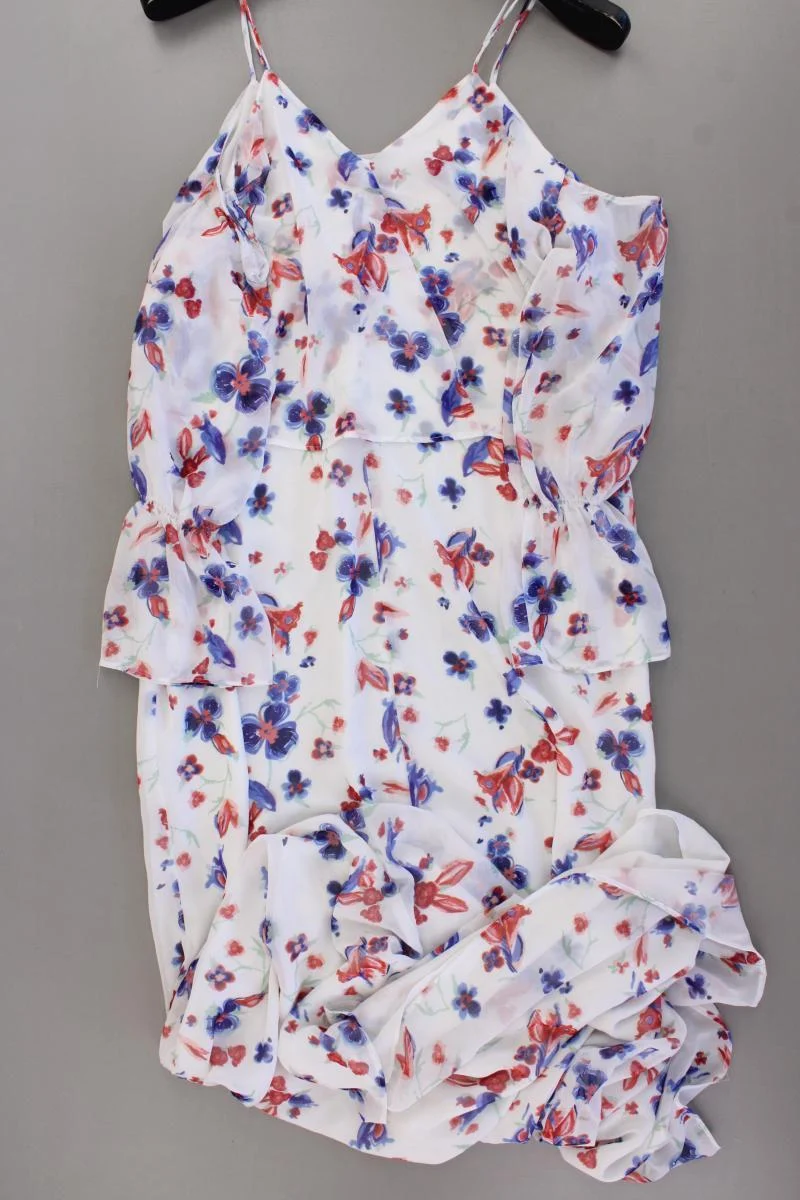 Mango Chiffonkleid Gr. L mit Blumenmuster 3/4 Ärmel mehrfarbig aus Polyester