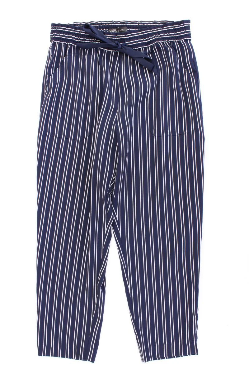 Zara Stoffhose Gr. L gestreift blau aus Polyester