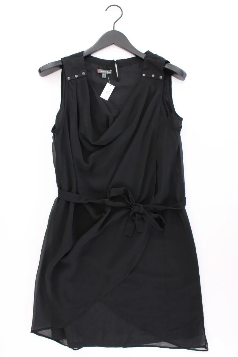 Street One Abendkleid Gr. 38 mit Gürtel Ärmellos schwarz aus Polyester