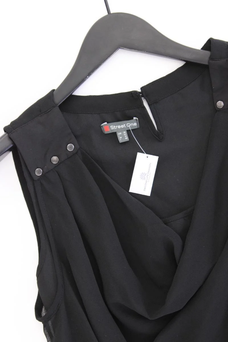 Street One Abendkleid Gr. 38 mit Gürtel Ärmellos schwarz aus Polyester