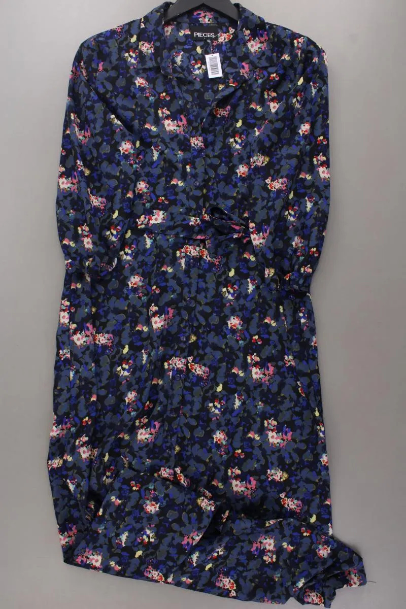 Pieces Langarmkleid Gr. L mit Blumenmuster neuwertig mehrfarbig aus Polyester