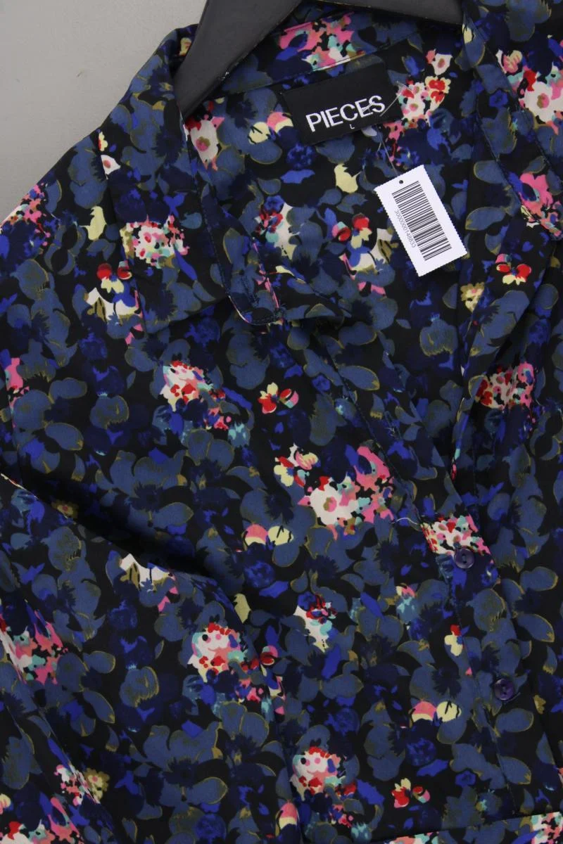 Pieces Langarmkleid Gr. L mit Blumenmuster neuwertig mehrfarbig aus Polyester