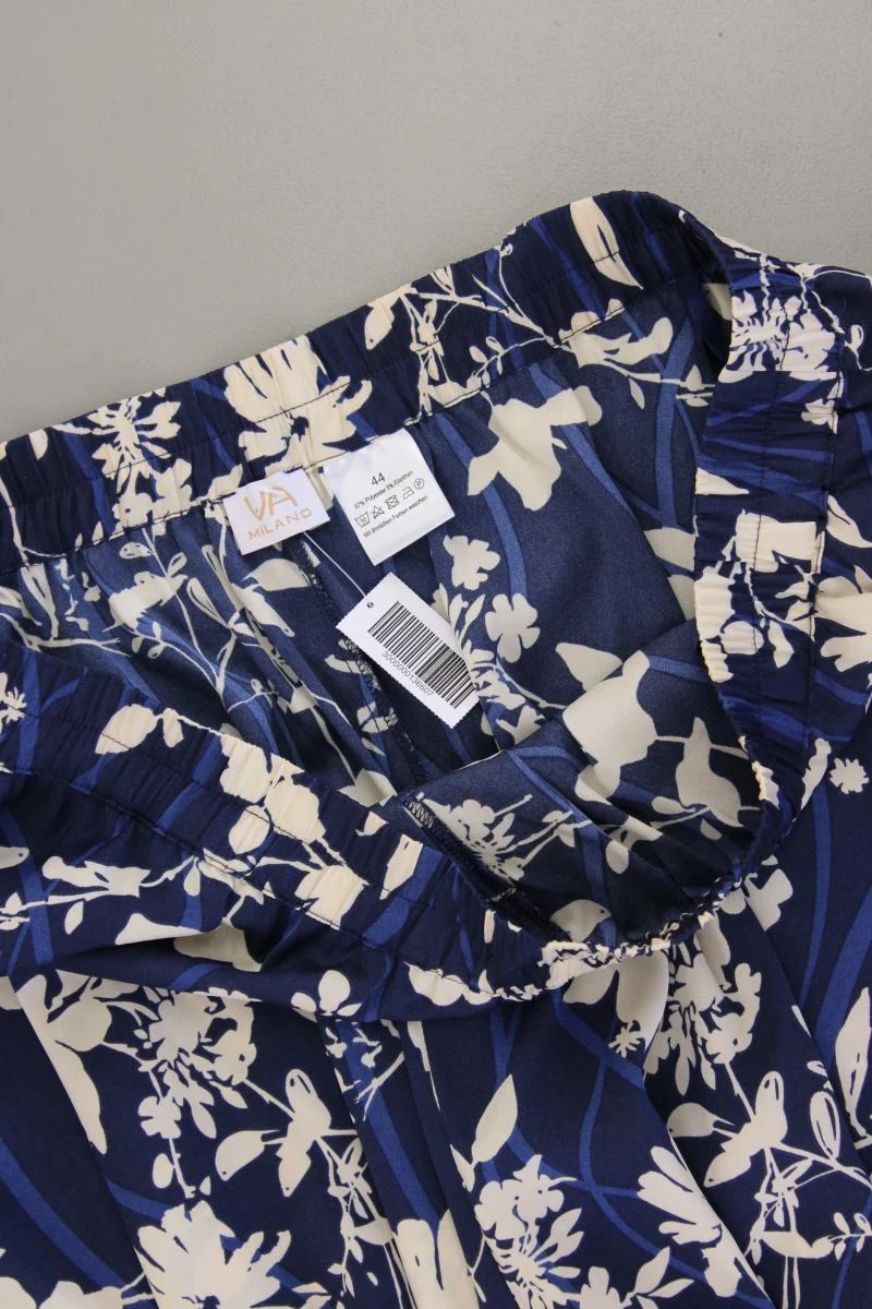 VA Milano Stretchhose Gr. 44 mit Blumenmuster neuwertig blau aus Polyester