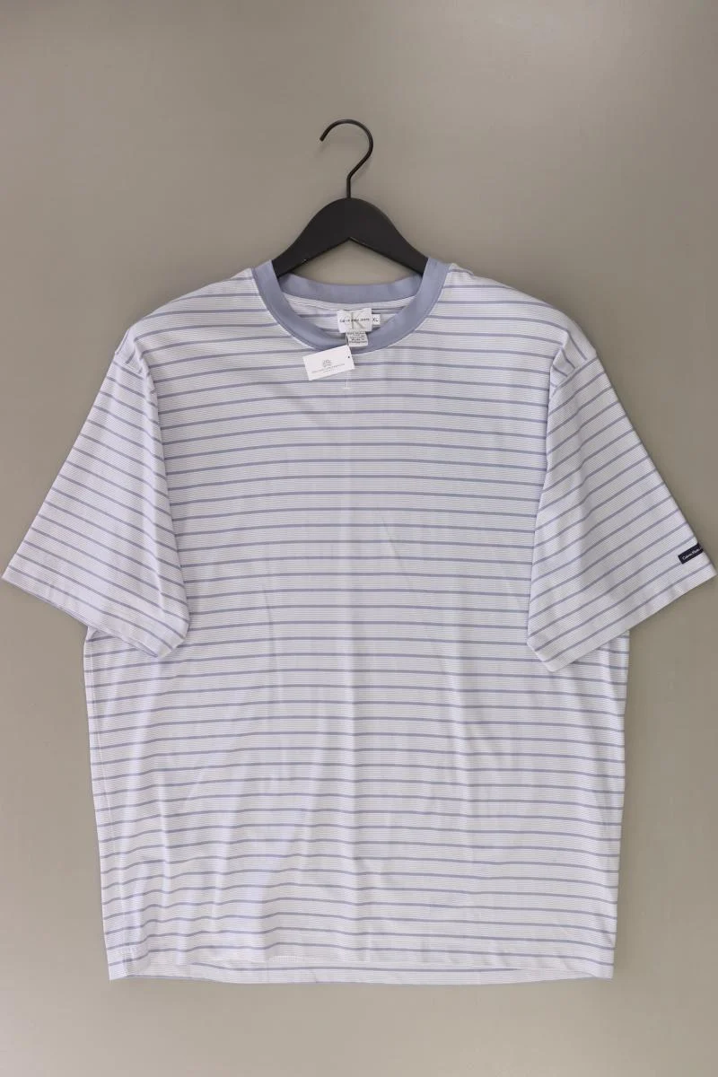 Calvin Klein Ringelshirt für Herren Gr. XL gestreift Kurzarm blau aus Nylon