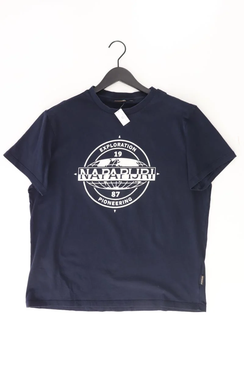 Napapijri Printshirt für Herren Gr. XXL Kurzarm blau aus Baumwolle