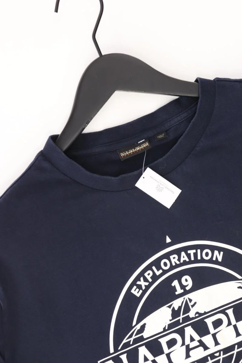 Napapijri Printshirt für Herren Gr. XXL Kurzarm blau aus Baumwolle