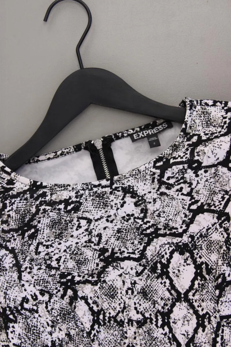 EXPRESS Kurzarmkleid Gr. XS mit Tierdruck neuwertig grau aus Polyester