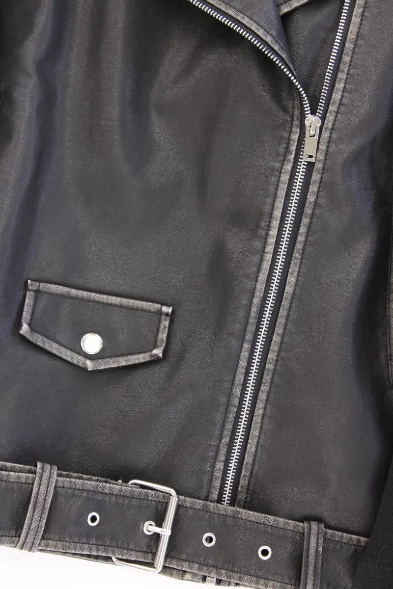 Studio Untold Kunstlederjacke Gr. 46/48 schwarz