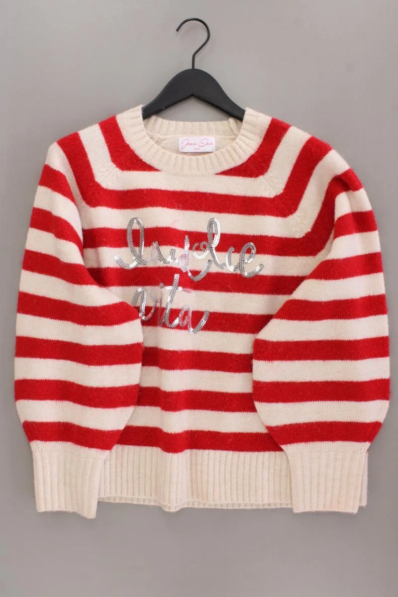 Jana Ina Fashion Feinstrickpullover Gr. 42 gestreift rot aus Polyester