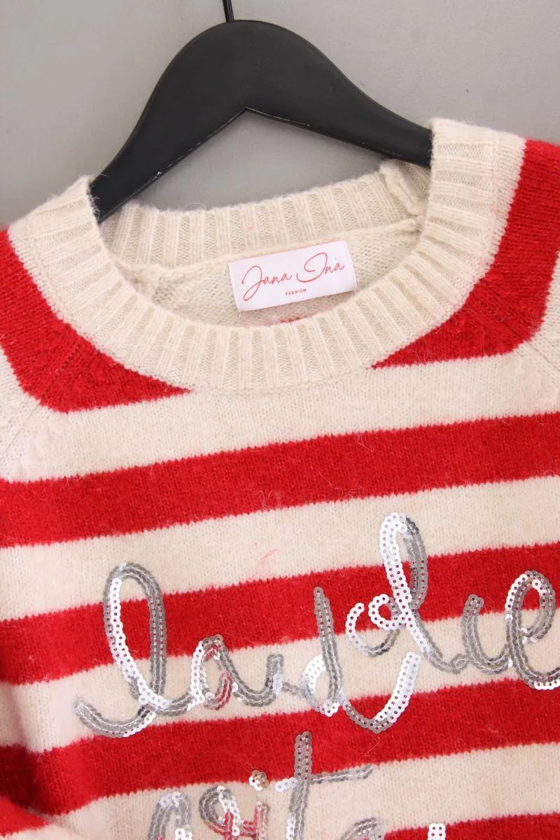 Jana Ina Fashion Feinstrickpullover Gr. 42 gestreift rot aus Polyester