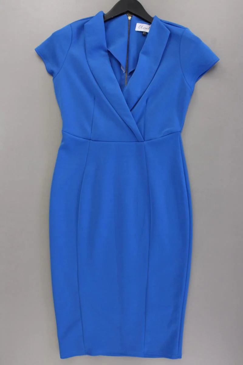 Closet. Bleistiftkleid Gr. UK 12 (M) Kurzarm blau aus Polyester
