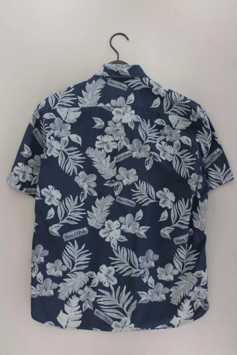 Marc O'Polo Kurzarmhemd für Herren Gr. Hemdgröße 39/40 mit Blumenmuster blau