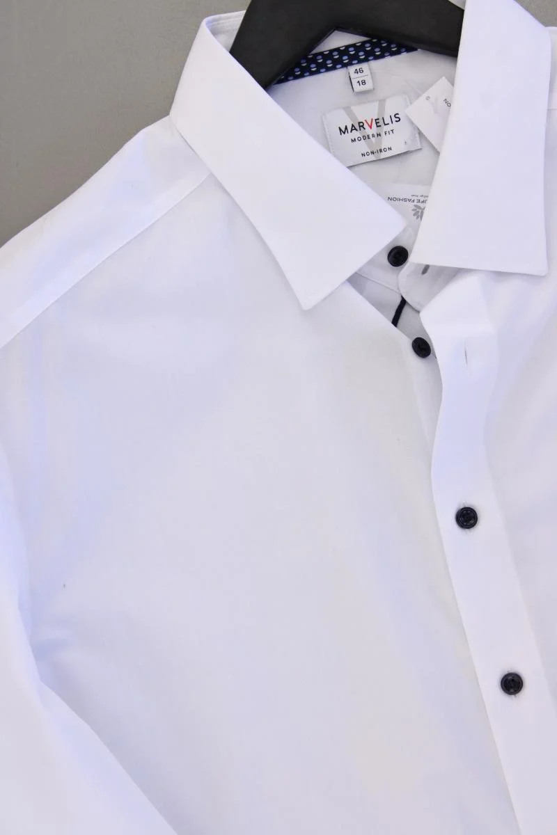 MARVELIS Langarmhemd für Herren Gr. Hemdgröße 46 weiß aus Baumwolle