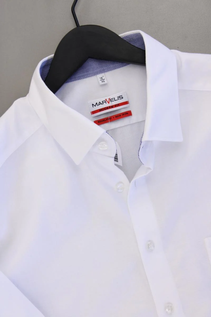 MARVELIS Langarmhemd für Herren Gr. Hemdgröße 46 weiß aus Baumwolle
