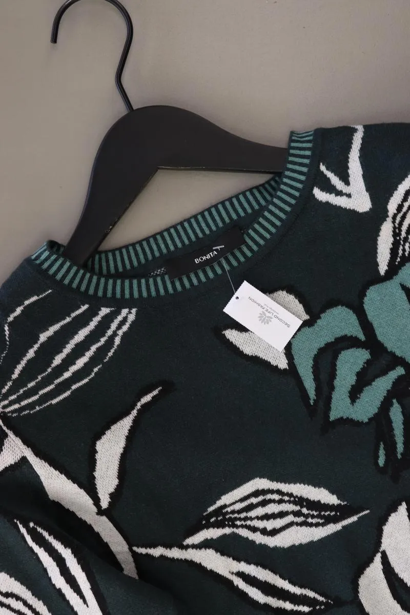 Bonita Feinstrickpullover Gr. M mit Blumenmuster grün aus Viskose