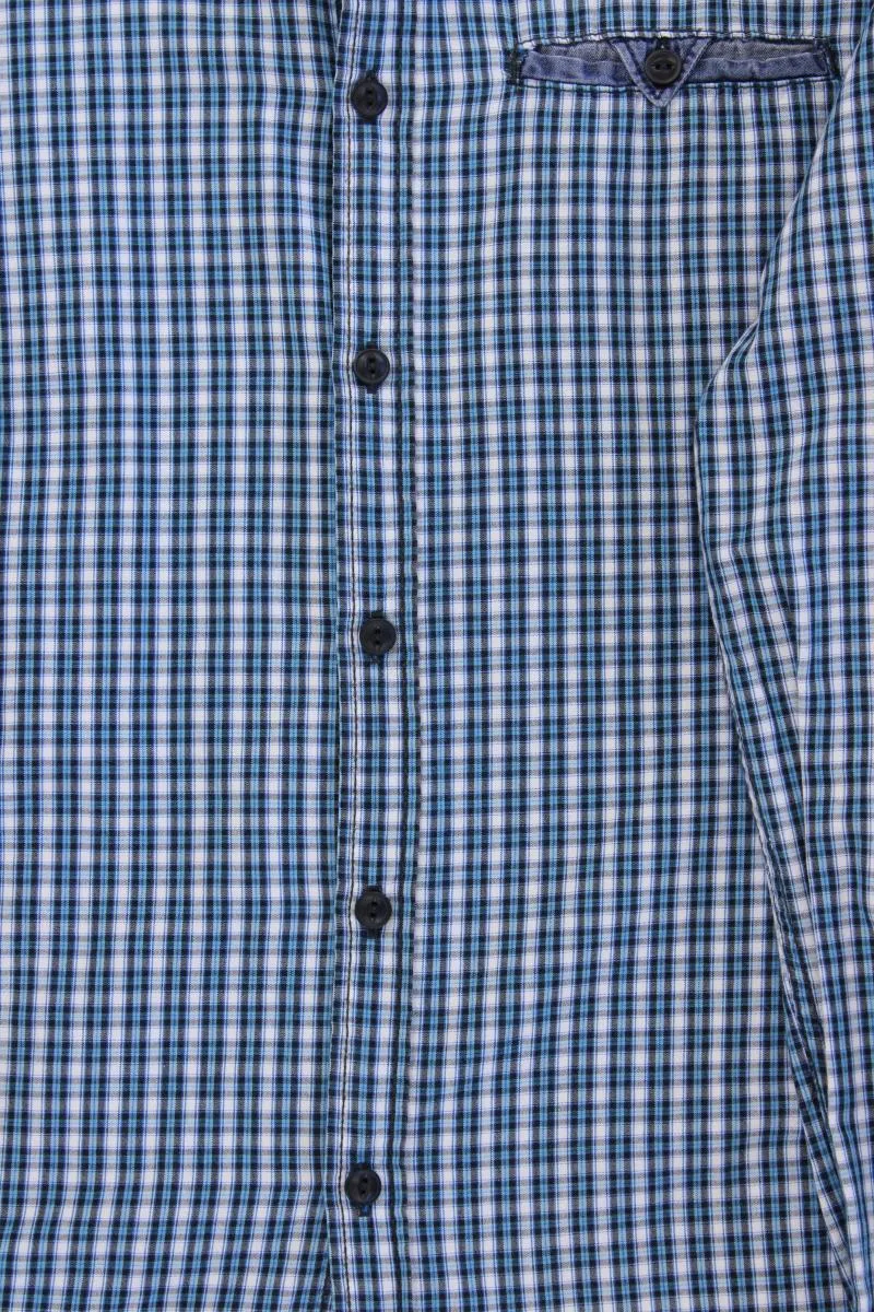 Tom Tailor (Denim) Karohemd für Herren Gr. S kariert Langarm blau aus Baumwolle