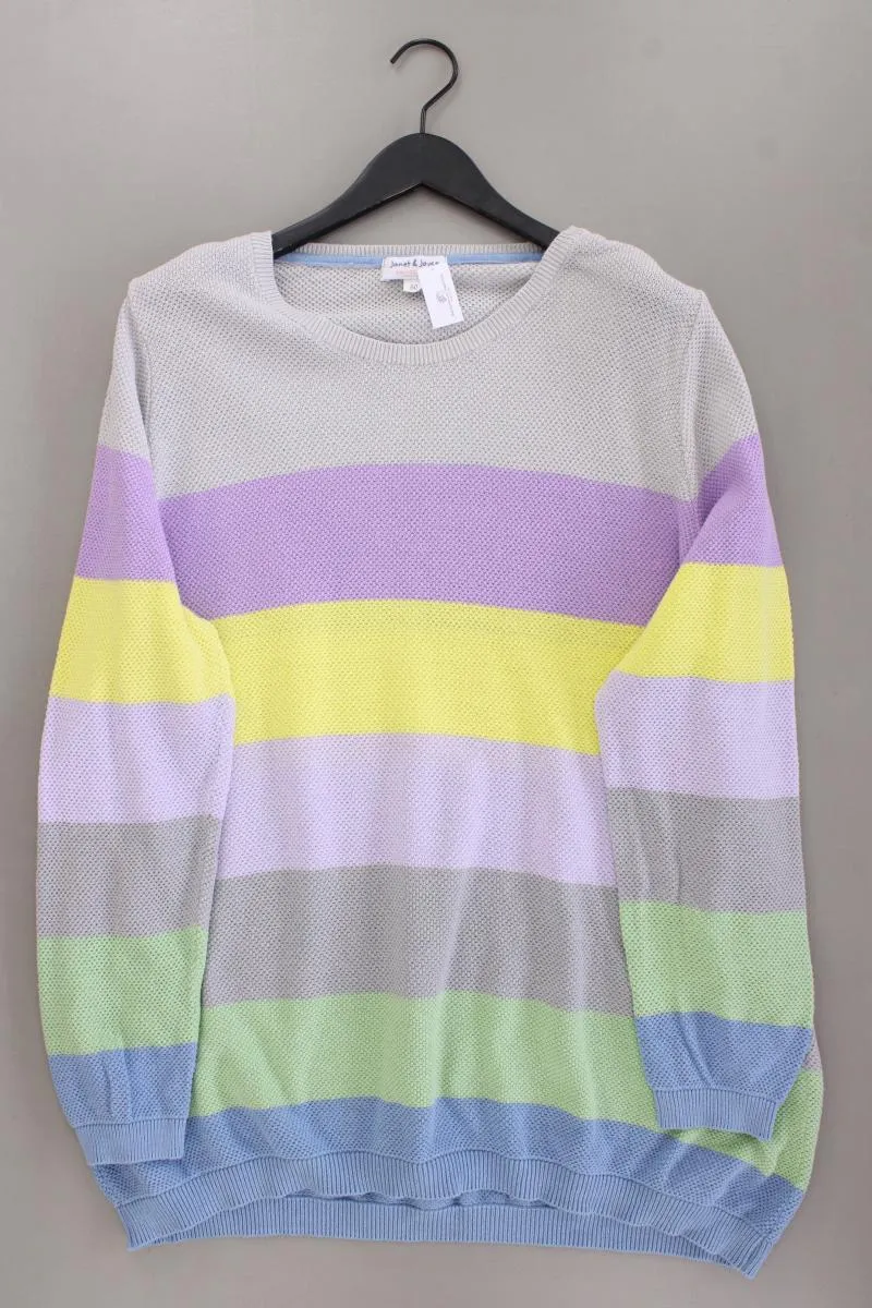 Janet & Joyce Grobstrickpullover Gr. 50 gestreift mehrfarbig aus Baumwolle
