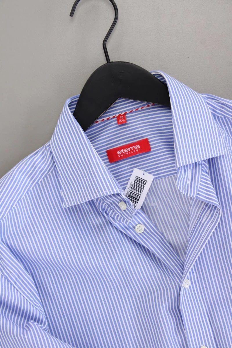 Eterna Langarmhemd für Herren Gr. Hemdgröße 40 gestreift blau aus Baumwolle