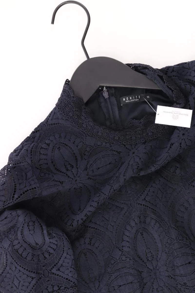 Mohito Shirt mit Spitze Gr. XS Kurzarm blau aus Polyester