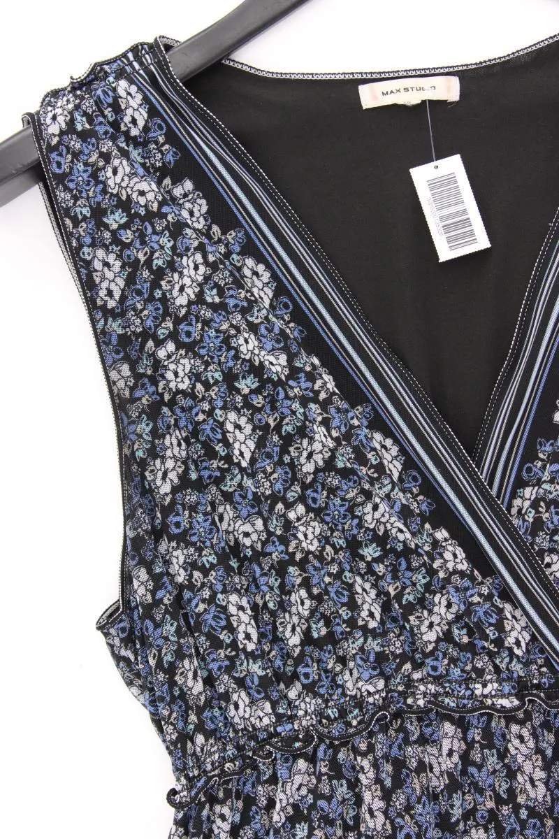 MAX STUDIO Chiffonkleid Gr. 38 mit Blumenmuster Ärmellos blau