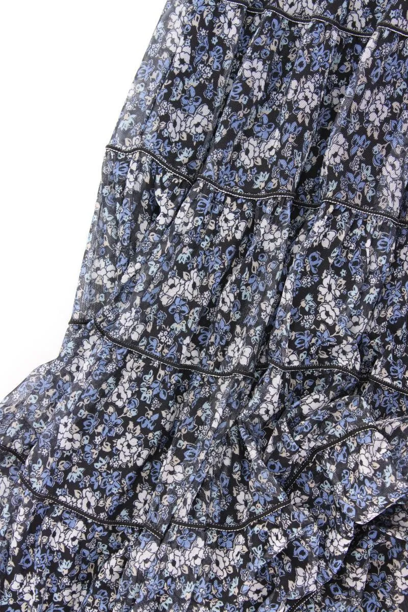 MAX STUDIO Chiffonkleid Gr. 38 mit Blumenmuster Ärmellos blau