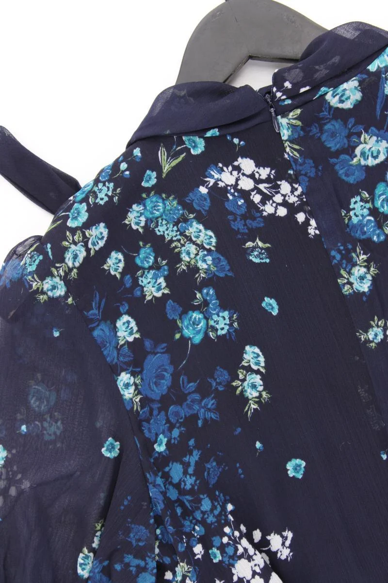 DKNY Chiffonkleid Gr. 40 mit Blumenmuster Kurzarm blau aus Polyester